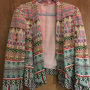 Rebecca Minkoff Becky Silk Geometric Ikat Blazer